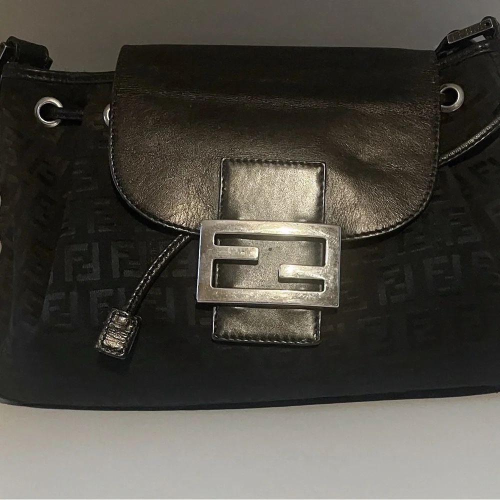 Fendi Black Zucca Print Handbag - Picture 5 of 16